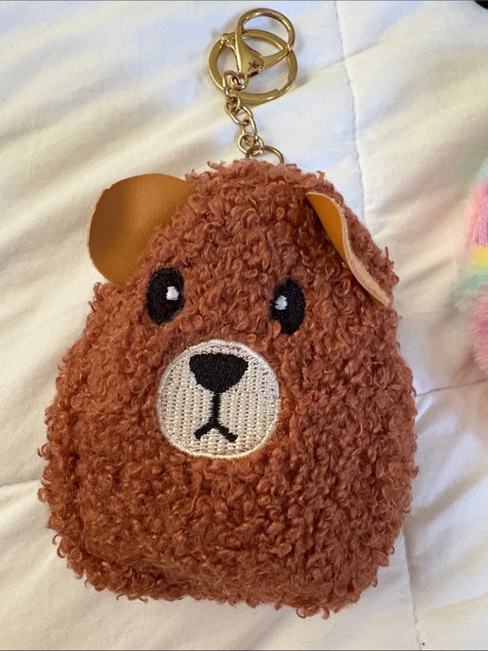 Justice Black Mini Backpack Coin Purse with Multicolor & Brown Plush Keychains
